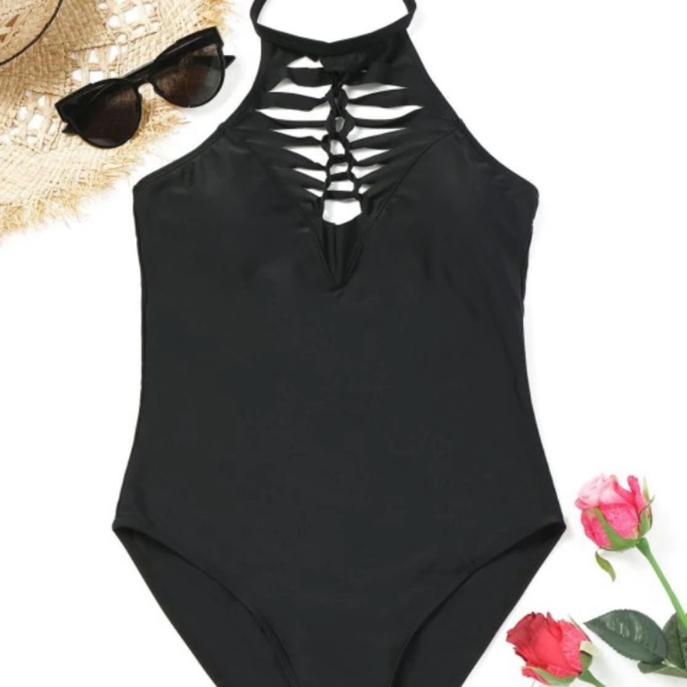 Macrame halter one piece swimsuit